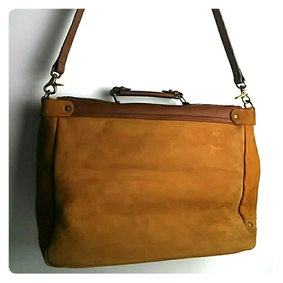 Brown leather briefcase messenger bag - Picture 3 of 8